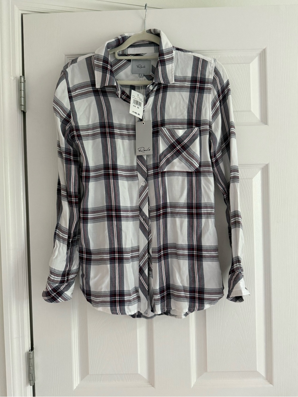 NWT Rails women’s White Plaid Button-Up Shirt